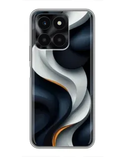 Чехол для Huawei Honor X6a с картинкой «Объемные черно-белые ленты»