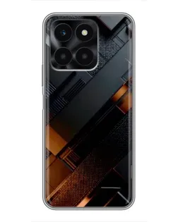Чехол для Huawei Honor X6a с картинкой «Черные геометрические блоки»