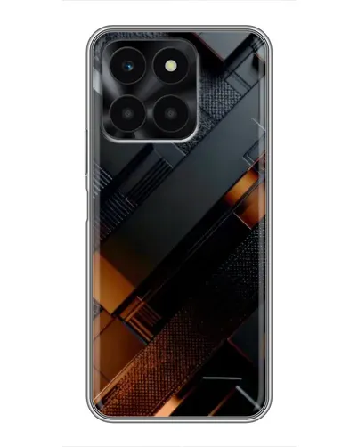 Чехол для Huawei Honor X6a с картинкой «Черные геометрические блоки»