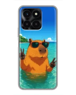 Чехол для Huawei Honor X6a с картинкой «Морская капибара»