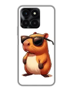 Чехол для Huawei Honor X6a с картинкой «Капибара в очках»