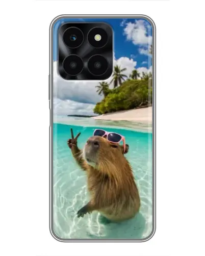 Чехол для Huawei Honor X6a с картинкой «Капибара на море»