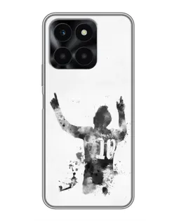 Чехол для Huawei Honor X6a с картинкой «Черно-белый силуэт Месси»