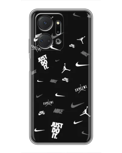 Чехол для Huawei Honor X7a с картинкой «Nike Black Pattern»
