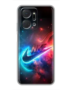 Чехол для Huawei Honor X7a с картинкой «Огненный логотип Nike»