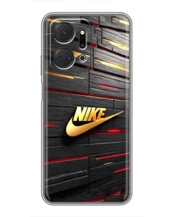 Чехол для Huawei Honor X7a с картинкой «Золотой Nike на металле»