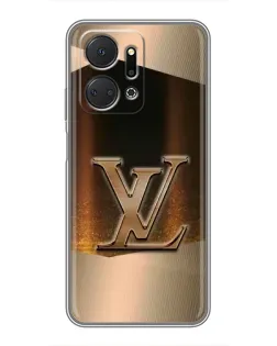 Чехол для Huawei Honor X7a с картинкой «LV — золотое сияние»