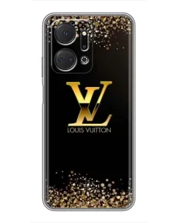 Чехол для Huawei Honor X7a с картинкой «LV — золотые искры»