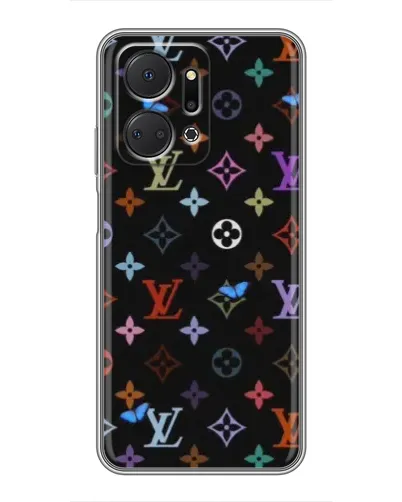 Чехол для Huawei Honor X7a с картинкой «Цветная монограмма LV»