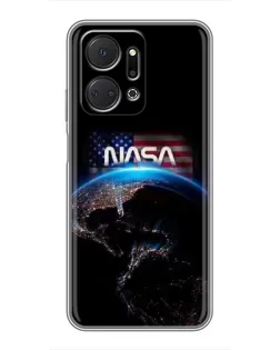 Чехол для Huawei Honor X7a с картинкой «Земля из космоса NASA»