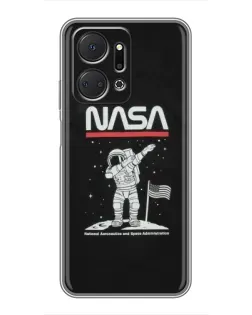 Чехол для Huawei Honor X7a с картинкой «NASA — шагаем по Луне»