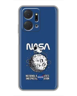 Чехол для Huawei Honor X7a с картинкой «NASA — лунная миссия»