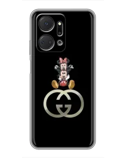 Чехол для Huawei Honor X7a с картинкой «Минни Маус на лого»
