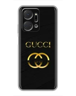 Чехол для Huawei Honor X7a с картинкой «Золотой логотип Gucci»