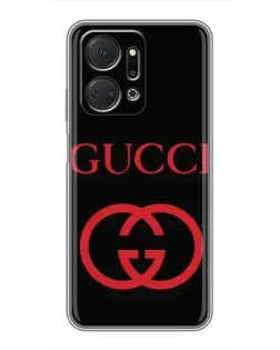 Чехол для Huawei Honor X7a с картинкой «Gucci — красный логотип»