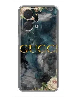 Чехол для Huawei Honor X7a с картинкой «Абстрактные цветы Gucci»