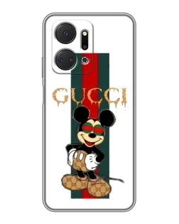 Чехол для Huawei Honor X7a с картинкой «Микки Маус Gucci — полосы»