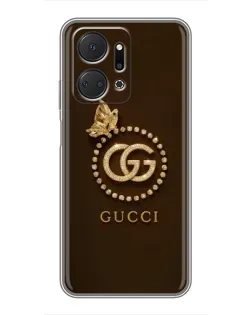 Чехол для Huawei Honor X7a с картинкой «Gucci — золотая бабочка»