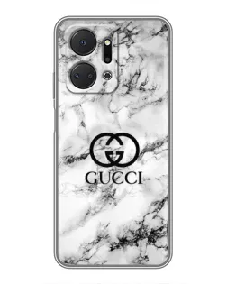 Чехол для Huawei Honor X7a с картинкой «Gucci — мраморный шик»