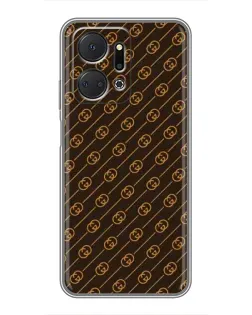 Чехол для Huawei Honor X7a с картинкой «Gucci — золотые диагонали»