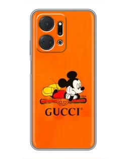 Чехол для Huawei Honor X7a с картинкой «Микки Маус Gucci — оранж»