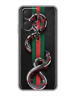 Чехол для Huawei Honor X7a с картинкой «Gucci — змея на полосе»