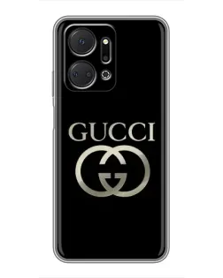 Чехол для Huawei Honor X7a с картинкой «Gucci — золото на черном»