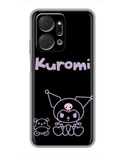 Чехол для Huawei Honor X7a с картинкой «Kuromi — черный минимализм»