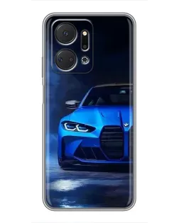 Чехол для Huawei Honor X7a с картинкой «Голубая BMW M4»