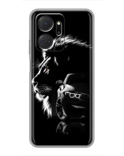 Чехол для Huawei Honor X7a с картинкой «BMW и лев»
