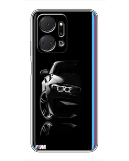 Чехол для Huawei Honor X7a с картинкой «Силуэт BMW в темноте»