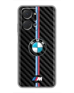 Чехол для Huawei Honor X7a с картинкой «Эмблема BMW и карбон»