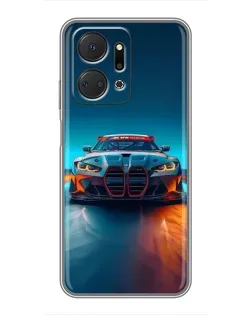 Чехол для Huawei Honor X7a с картинкой «BMW — огни неона»