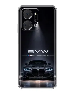 Чехол для Huawei Honor X7a с картинкой «BMW сквозь ночной город»