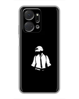 Чехол для Huawei Honor X7a с картинкой «PUBG — белый шлем»