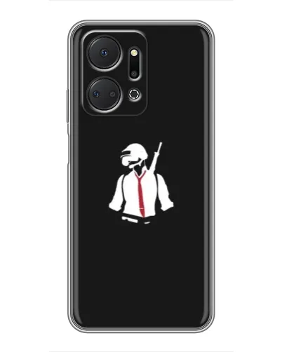 Чехол для Huawei Honor X7a с картинкой «PUBG — силуэт воина»