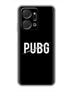 Чехол для Huawei Honor X7a с картинкой «PUBG — белый логотип»