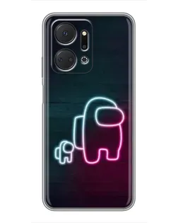 Чехол для Huawei Honor X7a с картинкой «Among Us неон-арт»