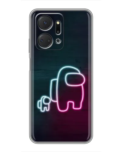 Чехол для Huawei Honor X7a с картинкой «Among Us неон-арт»