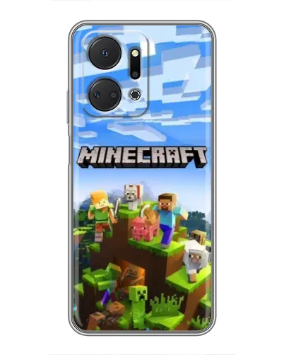 Чехол для Huawei Honor X7a с картинкой «Minecraft классический мир»