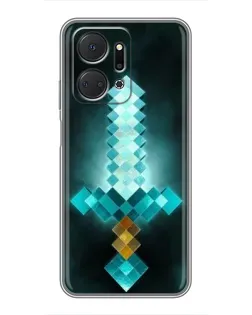 Чехол для Huawei Honor X7a с картинкой «Алмазный меч неон»