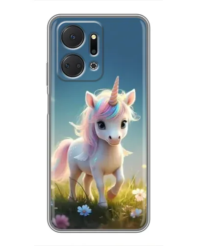 Чехол для Huawei Honor X7a с картинкой «Единорог на поляне» Чехол для Huawei Honor X7a с картинкой «Единорог на поляне»