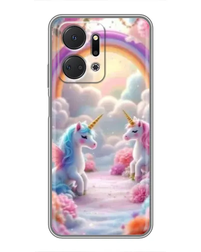 Чехол для Huawei Honor X7a с картинкой «Радуга и единороги» Чехол для Huawei Honor X7a с картинкой «Радуга и единороги»
