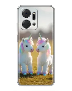 Чехол для Huawei Honor X7a с картинкой «Пара единорогов»