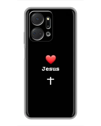 Чехол для Huawei Honor X7a с картинкой «Сердце - Jesus»
