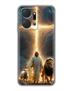 Чехол для Huawei Honor X7a с картинкой «Лев Иуды и Свет» Чехол для Huawei Honor X7a с картинкой «Лев Иуды и Свет»