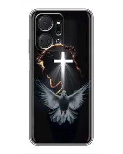 Чехол для Huawei Honor X7a с картинкой «Голубь и Свет»