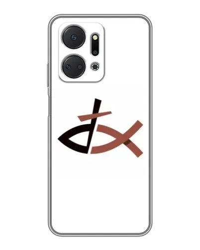 Чехол для Huawei Honor X7a с картинкой «Рыба и крест»