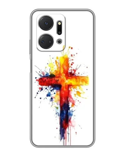 Чехол для Huawei Honor X7a с картинкой «Акварельный крест»
