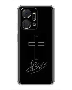 Чехол для Huawei Honor X7a с картинкой «Графический крест Jesus»